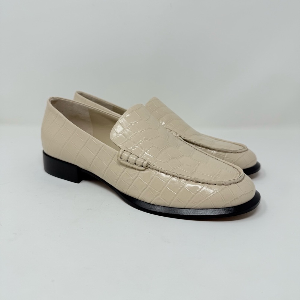 New Vince Naomi Loafer Birch Sand Croc Embossed Sz 7 - Picture 3 of 14